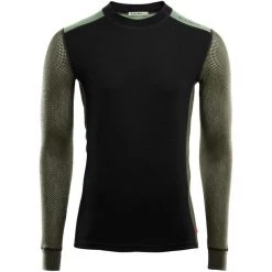 Aclima Hiking Crew Neck Top Men jet black/olive night/dill