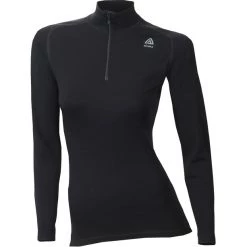 Aclima WarmWool Mock Neck Zip Shirt Women jet black