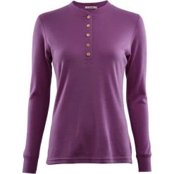 Aclima WarmWool Granddad Shirt Women sunset purple
