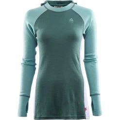 Aclima WarmWool Hood Sweater Women north atlantic/reef waters/purple rose