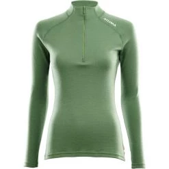 Aclima WarmWool Mock Neck Zip Shirt Women dill
