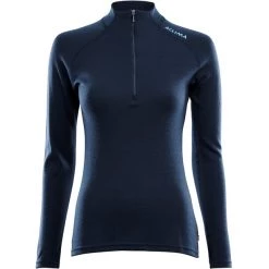Aclima WarmWool Mock Neck Zip Shirt Women navy blazer