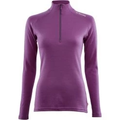 Aclima WarmWool Mock Neck Zip Shirt Women sunset purple