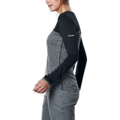 Berghaus Voyager Tech Tee LS Crew Baselayer Women carbon marl/jet black -Ski & Thermal Underwear Tops Sales Store berghaus voyager tech alusvaatteet naiset carbon marl jet black 4