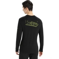 Icebreaker 200 Oasis Alps 3D LS Crew Shirt Men black -Ski & Thermal Underwear Tops Sales Store icebreaker 200 oasis alps 3d ls crew shirt men black 3