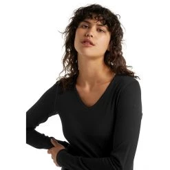 Icebreaker 200 Oasis LS V-Neck Top Women black -Ski & Thermal Underwear Tops Sales Store icebreaker 200 oasis ls v neck top women black 5