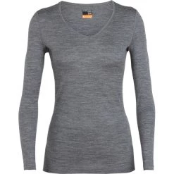 Icebreaker 200 Oasis LS V-Neck Top Women gritstone heather