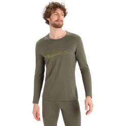 Icebreaker 200 Oasis Ski Stripes LS Crew Shirt Men loden -Ski & Thermal Underwear Tops Sales Store icebreaker 200 oasis ski stripes ls crew shirt men loden 2