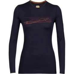 Icebreaker 200 Oasis Ski Stripes LS Crew Shirt Women midnight navy