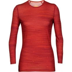 Ski & Thermal Underwear Tops Sales Store 27 Icebreaker 200 Oasis Ski Tracks LS Crew Shirt Women cherry/flash/aop