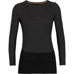 Icebreaker ZoneKnit 200 LS Crew Shirt Women jet heather/black/metro heather/cb