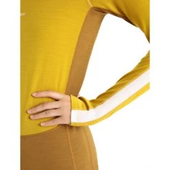 Icebreaker ZoneKnit 200 LS Crew Shirt Women silent gold/clove/snow/cb -Ski & Thermal Underwear Tops Sales Store icebreaker zoneknit 200 ls crew shirt women silent gold clove snow cb 5