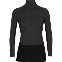 Icebreaker ZoneKnit 260 LS Half Zip Shirt Women jet heather/black/metro heather/cb