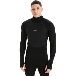 Icebreaker ZoneKnit Insulated LS Hoodie Men black -Ski & Thermal Underwear Tops Sales Store icebreaker zoneknit insulated ls hoodie men black 2