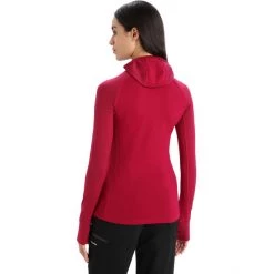 Icebreaker ZoneKnit Insulated LS Hoodie Women cherry -Ski & Thermal Underwear Tops Sales Store icebreaker zoneknit insulated ls hoodie women cherry 3