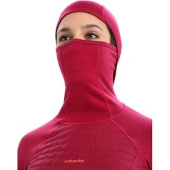 Icebreaker ZoneKnit Insulated LS Hoodie Women cherry -Ski & Thermal Underwear Tops Sales Store icebreaker zoneknit insulated ls hoodie women cherry 5