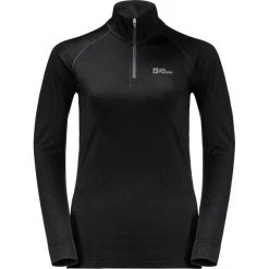 Jack Wolfskin Alpspitze Wool LS HZ Shirt Women black