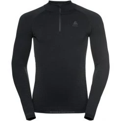 Odlo Performance Warm Plus Turtle Neck LS Half Zip Top Men black/new odlo graphite grey