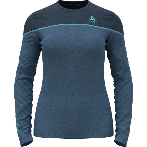 Odlo Revelstoke Performance Wool 150 LS Baselayer Crew Neck Top Women blue wing teal melange/polynya 3 Odlo Revelstoke Performance Wool 150 LS Baselayer Crew Neck Top Women blue wing teal melange/polynya