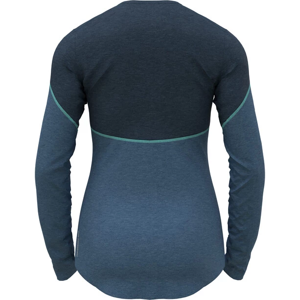 Odlo Revelstoke Performance Wool 150 LS Baselayer Crew Neck Top Women blue wing teal melange/polynya 4 Odlo Revelstoke Performance Wool 150 LS Baselayer Crew Neck Top Women blue wing teal melange/polynya - Image 2