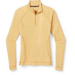 Ski & Thermal Underwear Tops Sales Store 31 Smartwool Merino 250 Pattern Baselayer 1/4 Zip Top Boxed Women honey gold dot
