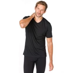 Super.natural Base 140 V Neck Tee Men jet black -Ski & Thermal Underwear Tops Sales Store supernatural base v neck tee 140 miehet jet black 3