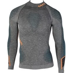 UYN Ambityon Melange UW LS Turtle Neck Shirt Men black melange/atlantic/orange shiny