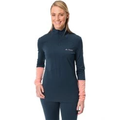 VAUDE Monviso Wool Halfzip Shirt Women dark sea -Ski & Thermal Underwear Tops Sales Store vaude monviso wool halfzip shirt women dark sea 3
